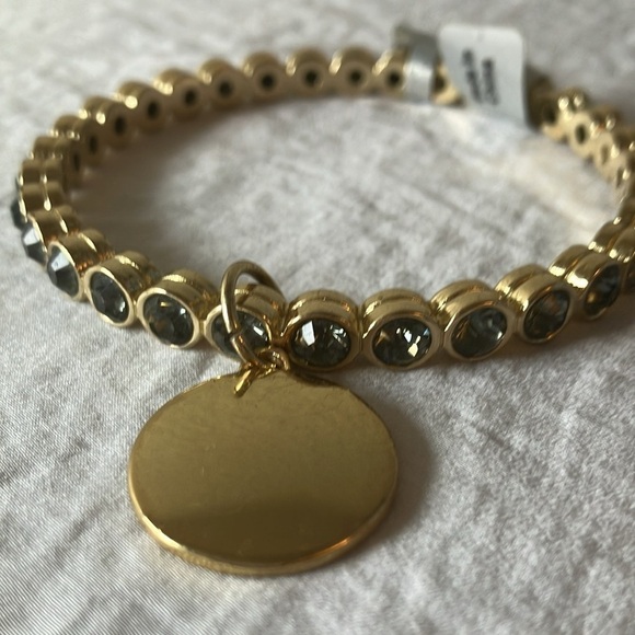 Gold tone slip on faux gem bracelet with gold charm - Picture 4 of 16